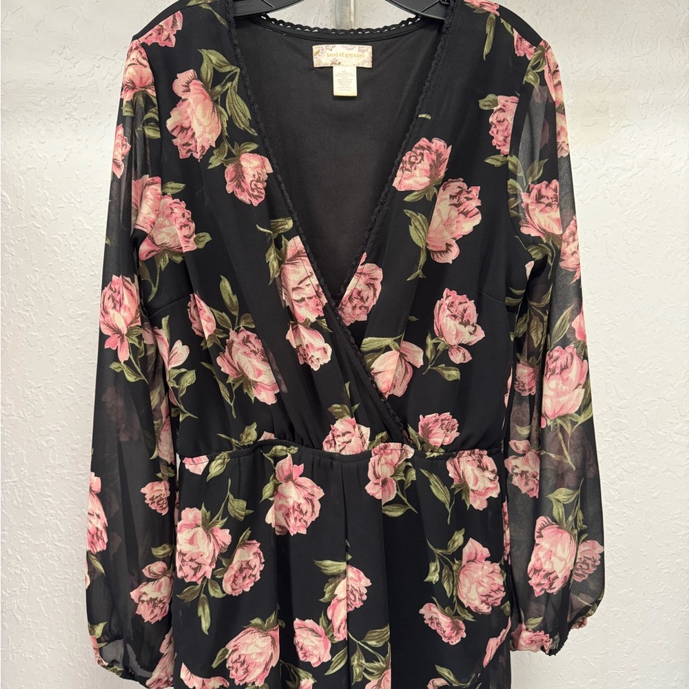 Band of Gypsies Black and Pink Paisley Dress